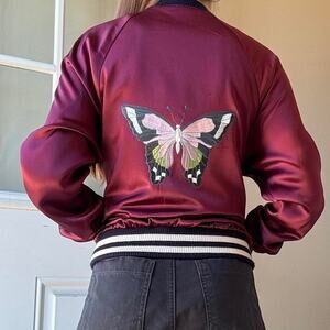 ABS by Allen Schwartz Silk Butterfly Bomber Jacket XS